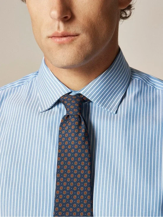 J. CREW Bowery performance stretch Jim stripe blue dress shirt Size L $98 CA351 - Picture 2 of 8